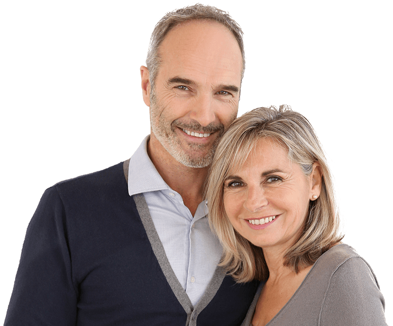 Man and woman with healthy smiles after preventive dentistry