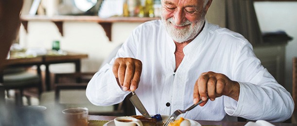 Man eating breakfast